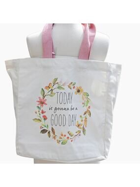 Shabby Chic Canvas Shopper Tote Bag Cotton Canvas Cottage Prairie Farmhouse